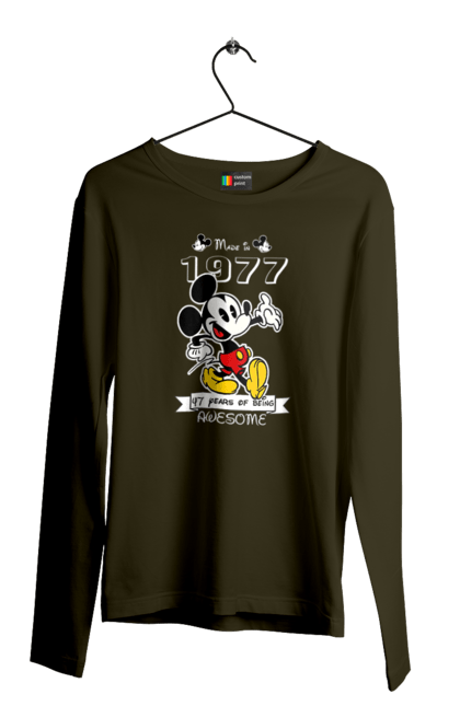 Men's longsleeve with prints Mickey Mouse. Cartoon, disney, mickey, mickey mouse. 2070702