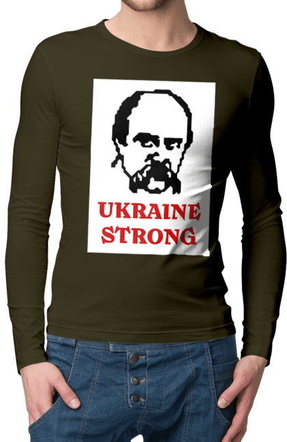 Мужской лонгслив с принтом Тарас Шевченко. Бавовна, війна, герб, доброго вечора, зсу, прапор україни, русский военный корабль, тарас, тарас шевченко, шевченко. 2070702