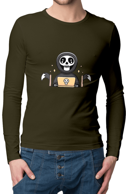 Чоловічий лонгслів з принтом "Темний розробник програміст". Brain, geek, linux, php, ай ти, ай ті, баг, геймер, гік, гра в кальмара, де баг, код, лаптоп, лінукс, пранк, програміст, розробник, смерть, сміх, смішне, ютер. 2070702