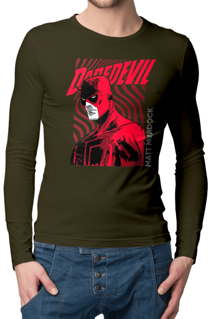 Men's longsleeve with prints Daredevil. Daredevil, lawyer, marvel, matt murdock, superhero, television series, tv series. 2070702