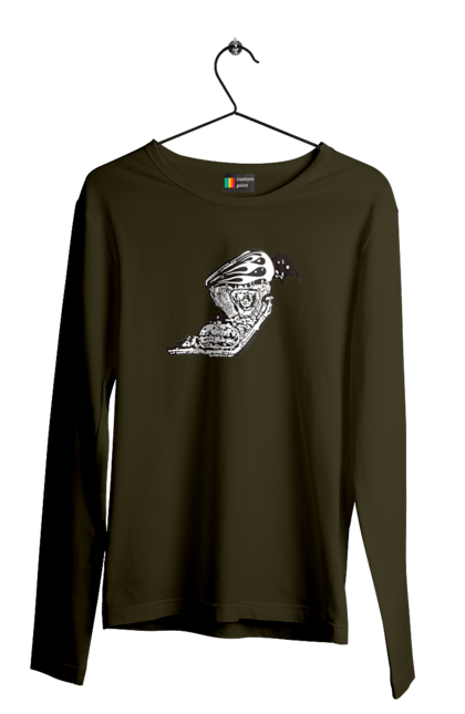 Чоловічий лонгслів з принтом "Двигун мотоцикла". Байк, бензобак, двигун мотоцикла, харлей девідсон, циліндри, чопер. 2070702