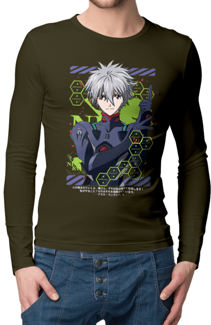 Чоловічій лонгслів з принтом "Євангеліон Каору". Kaworu, kaworu nagisa, neon genesis evangelion, nerv, аніме, єва, євангеліон, каору, каору наґіса, манга. 2070702