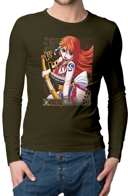 Men's longsleeve with prints One Piece Nami. Anime, cat burglar, manga, nami, one piece, straw hat pirates. 2070702