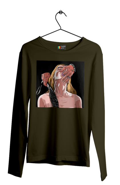 Чоловічий лонгслів з принтом "Дівчина У Полоні Чоловіка З Батогами". Батіг, пристрасть, смоктати. 2070702