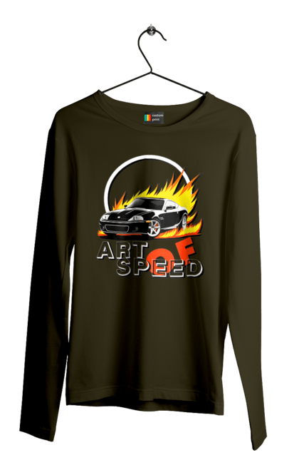 Men`s longsleeve with prints Car on fire. Auto, car on fire, drift, race, speed, sport, sports car. 2070702