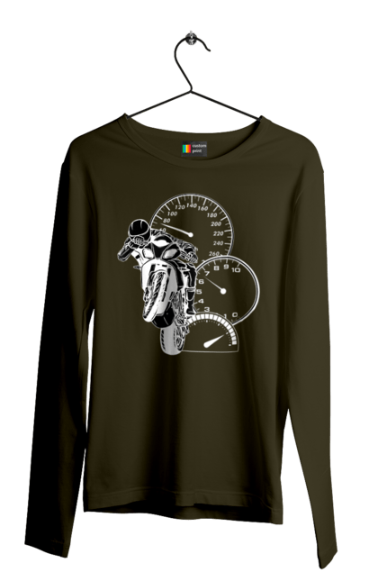 Men`s longsleeve with prints Motorcycle And Speed White. Moto, motorcycle, speed. 2070702