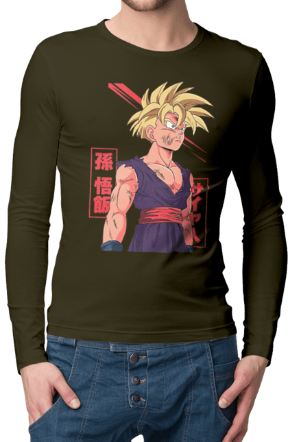 Men's longsleeve with prints Dragon Ball Gohan. Anime, dragon ball, gohan, goku, manga, tv series, vegeta. 2070702