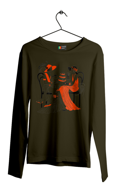 Чоловічий лонгслів з принтом "Дами В Червоному". Дами, посиденьки, чаювання. 2070702