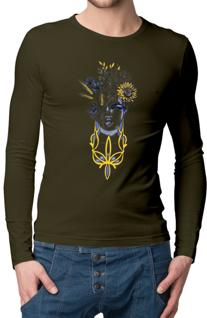 Чоловічий лонгслів з принтом "Українка". Жінка, соняшник, українка. 2070702