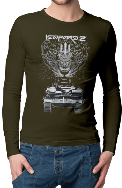 Чоловічий лонгслів з принтом "Леопард 2". Зсу, леопард, леопард 2, танк, танк леопард 2. 2070702