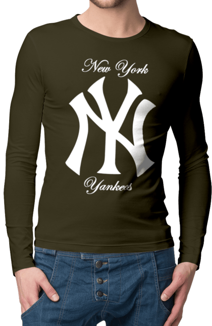 Чоловічій лонгслів з принтом "Нью Йорк Янкіз". Бізбол, нью йорк, нью йорк янкіс, спорт, янкі, янкіс. CustomPrint.market
