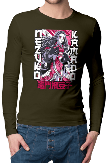 Men's longsleeve with prints Demon Slayer Nezuko. Anime, demon slayer, kimetsu no yaiba, manga, nezuko, serial. 2070702