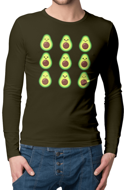 Men`s longsleeve with prints Avocado Mood. Avocado, emotion, food. 2070702
