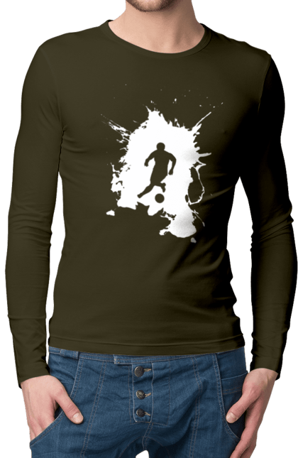 Чоловічий лонгслів з принтом "Футбол у серці". Ворота, гол, збірна, м`яч, перемога, спорт, турнір, україна, футбол, чемпіонат. 2070702