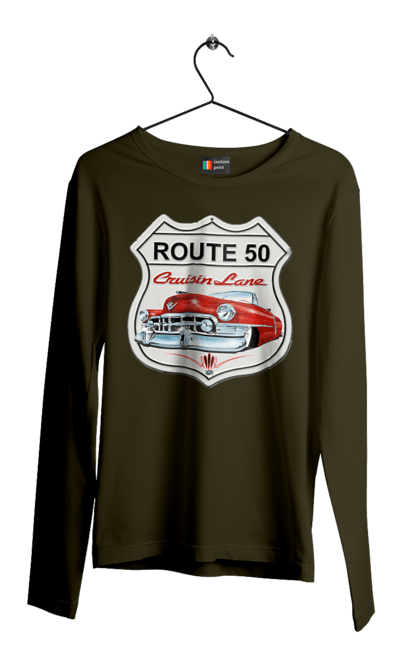 Мужской лонгслив с принтом Route 50. Байк, байкер, байкер клуб, брат, братела, брутал, горячий асфальт, горячий конь, горячий стержень, дорога 50, дорога 66, дорога 80, дороги америки, дороги украины, жажда скорости, клуб байкеров, мотоцикл, мотоциклист, настоящий мужик, скорость, чувак. 2070702