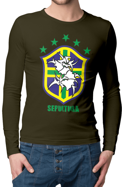 Men's longsleeve with prints Sepultura. Death metal, det metal, groove metal, group, metal, music, rock, sepulture, thrash metal, trash metal. 2070702