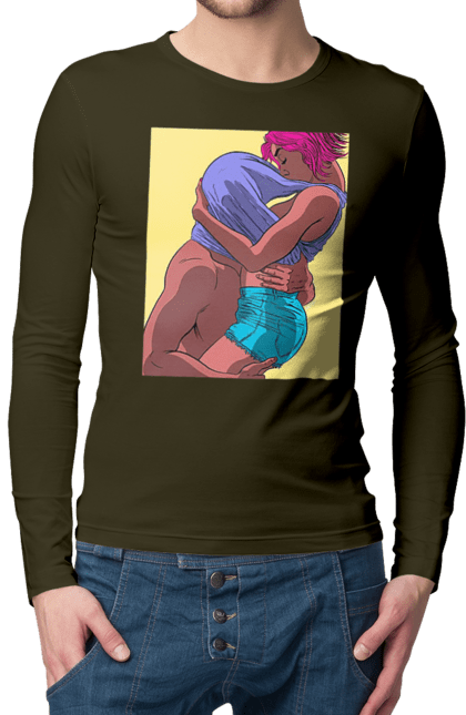 Men`s longsleeve with prints Man Under The T-Shirt In Girls. Boobs, passion. 2070702