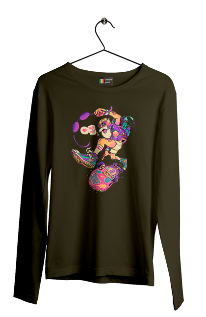 Чоловічий лонгслів з принтом "Дід на хвилі". Будь молодим, вогонь, ганяй, грай, дід та скейт, драйв, крутий дід, молодість у душі, спорт, старість. 2070702