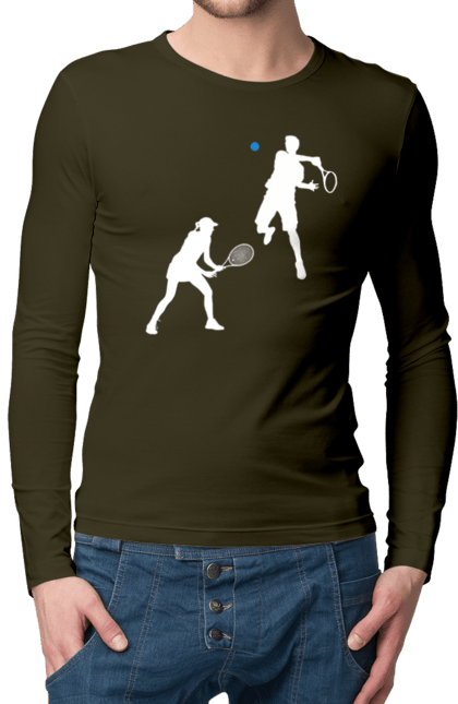 Мужской лонгслив с принтом Теннис. Большой теннис, грунт, игроки, мяч, призовой фонд, ракетка, спонсор, турнир на грунте, турнирная сетка, хард. 2070702