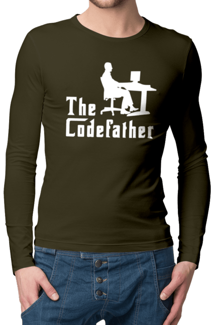 Чоловічий лонгслів з принтом "Батько коду". Айті, айтішник, батько коду, для айтішника, для програміста, подарунок айтішнику, подарунок програмісту, програміст, розробник. 2070702