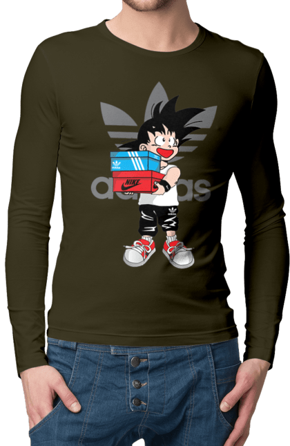 Чоловічій лонгслів з принтом "Adidas Сон Гоку". Adidas, dragon ball, manga, son goku, адідас, аніме, гоку, манга, перли дракона, сон гоку. 2070702