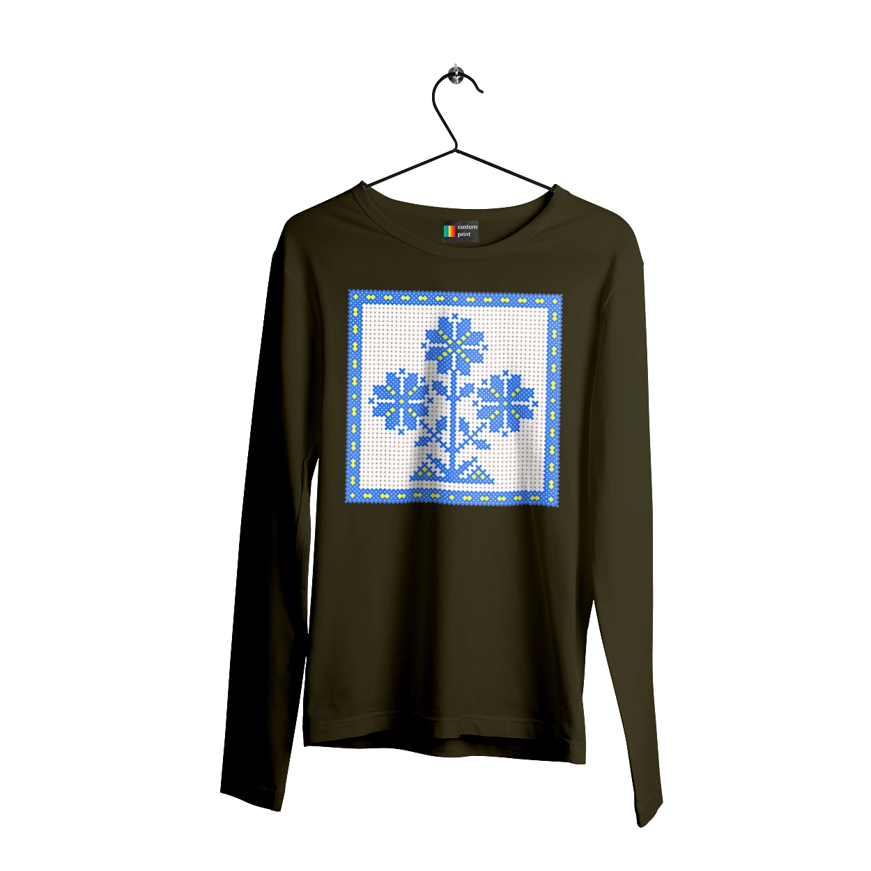 Жовто блакитна вишивка квіти