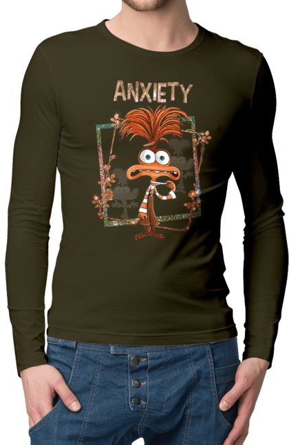 Men's longsleeve with prints Inside Out Anxiety. Anxiety, cartoon, emotions, inside out, pixar. 2070702