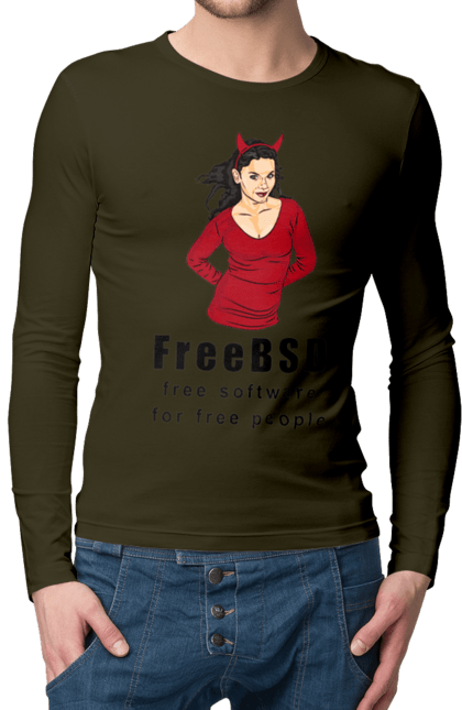 Чоловічий лонгслів з принтом "Freebsd Для Вільних". Bsd, freebsd, unix, адміністратор, айті, айтішник, безкоштовна, безкоштовно, бестія, вільна, демон, демонесса, доступність, незалежність, операційна система, ос, програміст, програмне забезпечення, свобода, сисадмін, система, системний адміністратор, софт, текст, червоний, чорний. 2070702