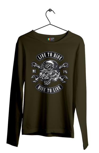 Men`s longsleeve with prints Live To Ride, Tiger. Moped, tiger, to ride. 2070702