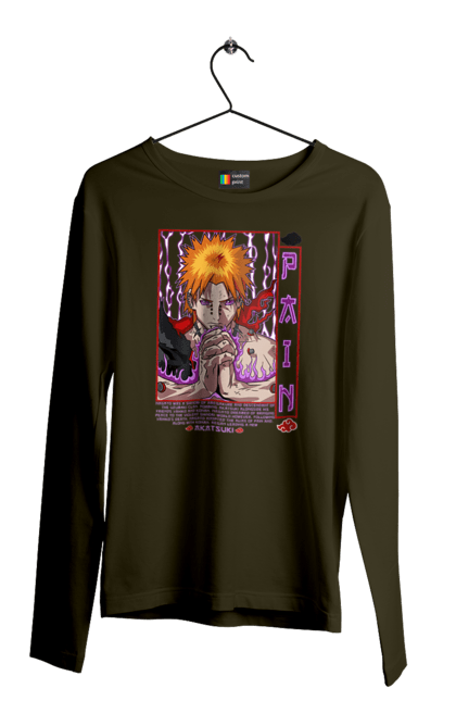 Men's longsleeve with prints Naruto Yahiko. Akatsuki, anime, character, manga, naruto, ninja, pain, tv series, yahiko. 2070702