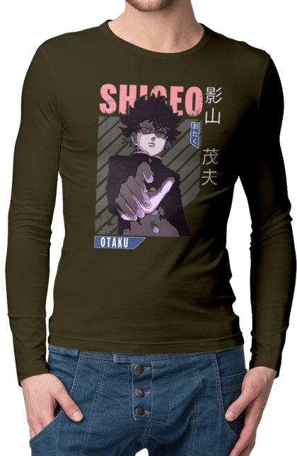 Men's longsleeve with prints Mob Psycho 100. Anime, manga, mob, mob psycho 100, shigeo kageyama. 2070702