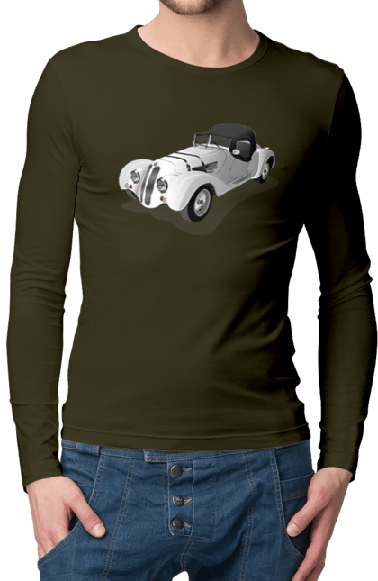 Чоловічий лонгслів з принтом "Автомобіль". Авто, автомобиль, класика, старовинна машина, старовинний. 2070702