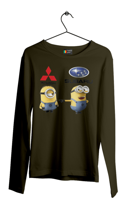 Мужской лонгслив с принтом Minion Субару. Авто, машины, миньоны, митсубиси, субару. 2070702