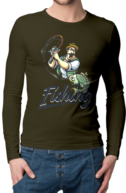Чоловічий лонгслів з принтом "Рибалка, літо". Відпочинок, літо, рибалка. 2070702