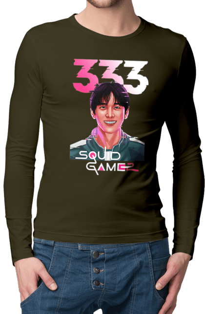 Чоловічий лонгслів з принтом "Гра в кальмара Лі Маянґ гі". 333, lee myung gi, lee myung-gi, netflix, squid game, гра в кальмара, гравець 333, лі маянґ-гі, нетфлікс, серіал. 2070702