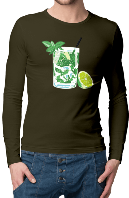 Чоловічий лонгслів з принтом "Напій Мохіто І Лимон". Лимон, мохіто, напій. 2070702