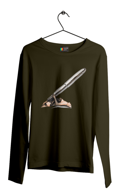 Чоловічий лонгслів з принтом "Великий Патрон". Дівчина, куля, патрон. 2070702