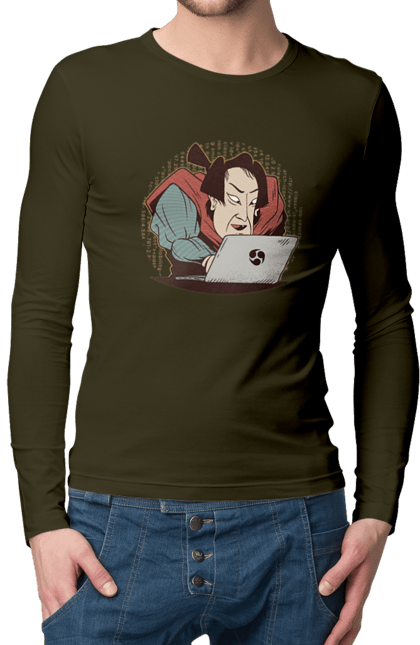 Мужской лонгслив с принтом Ниндзя программист. Angular, c, css, html, it, javascript, jquery, php, programmer, python, react, svelt, vue, айти, айтишник, код, кодировать, кодить, прогер, программист, программисты, ты ж, ты же, ты же программист, тыж, тыж программист, юмор. 2070702