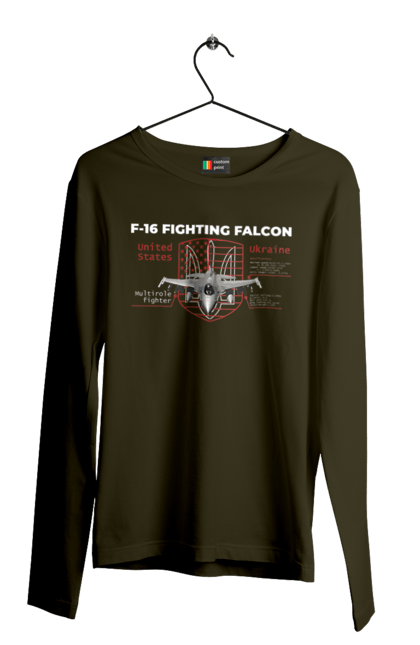 Men`s longsleeve with prints F 16. F16, howitzer, industrious, nasams, suzanne, zuzana. 2070702