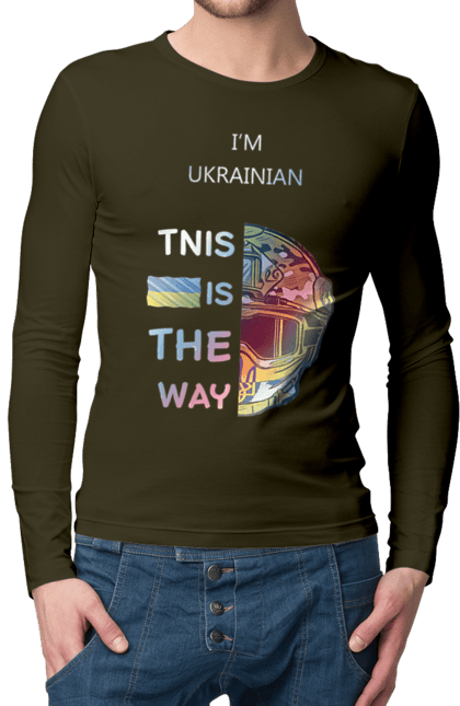 Чоловічий лонгслів з принтом "Я українець це шлях колорфул". Зсу, мандалоріан, символ україни зсу, солдат зсу, україна, українець це шлях, це шлях, я українець. 2070702