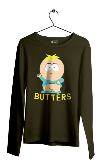 Мужской лонгслив с принтом Южный Парк Баттерс. Butters, south park, баттерс, мультфильм, южный парк. 2070702