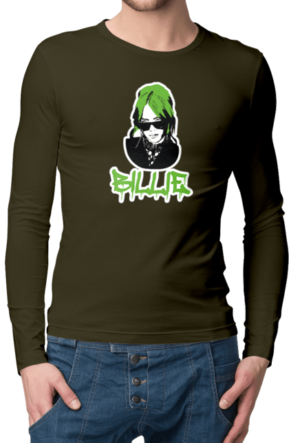 Чоловічий лонгслів з принтом "Billie Eilish". Активістка, біллі айліш, мизукант, права, співачка, тварини. 2070702