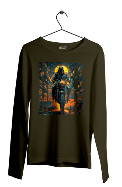 Men`s longsleeve with prints Biker. Biker, freedom, motorcyclist, tourism, travel. 2070702