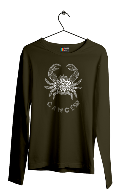 Men`s longsleeve with prints Zodiac Cancer. Cancer, constellation, horoscope, sign, zodiac, zodiac sign. 2070702