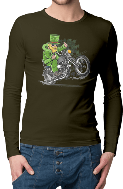 Men`s longsleeve with prints Patrick On A Motorcycle. Holiday, motorcycle, patrick. 2070702