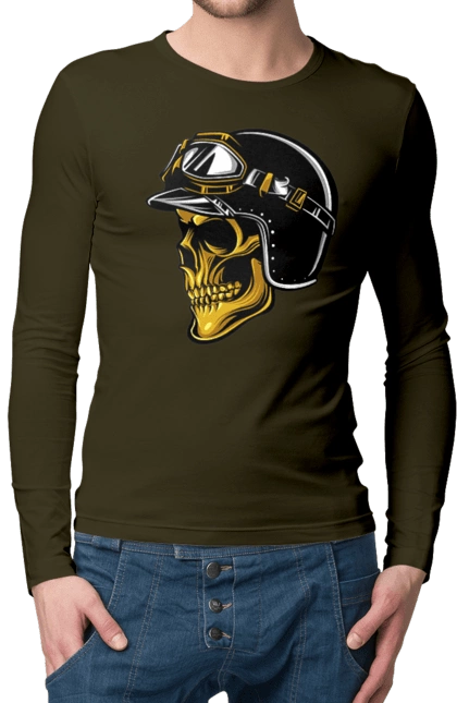 Skull in a motorcycle helmet