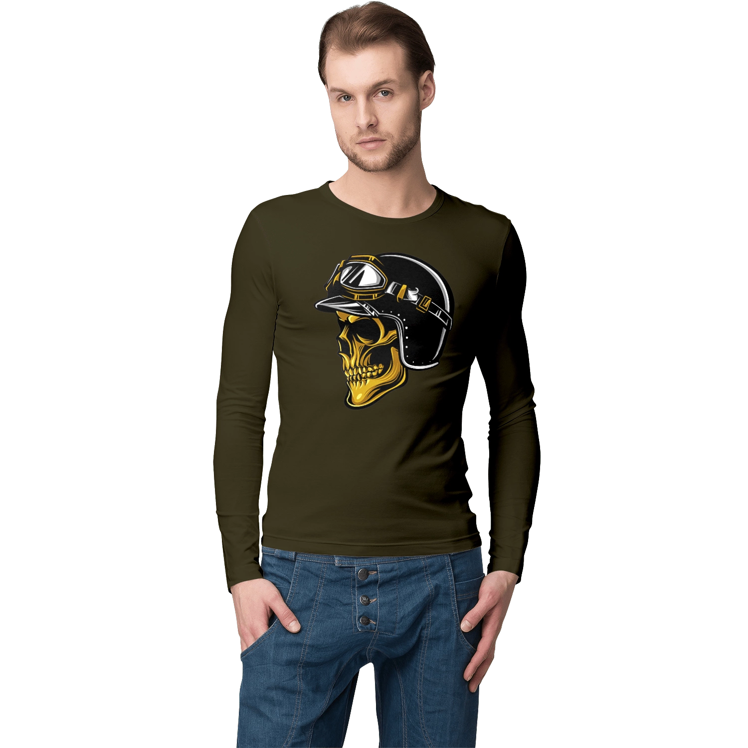 Skull in a motorcycle helmet