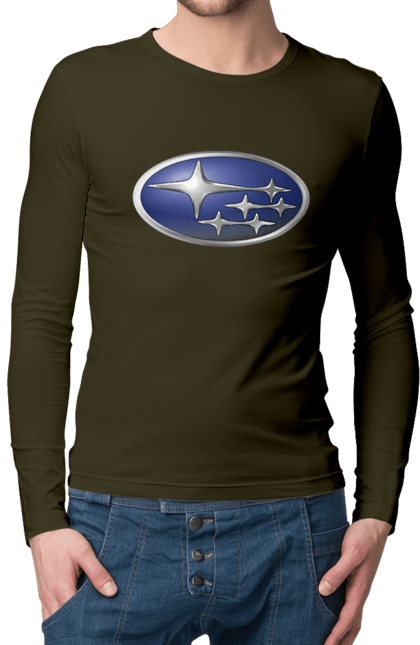 Чоловічий лонгслів з принтом "Subaru". Авто, логотип, субару. 2070702