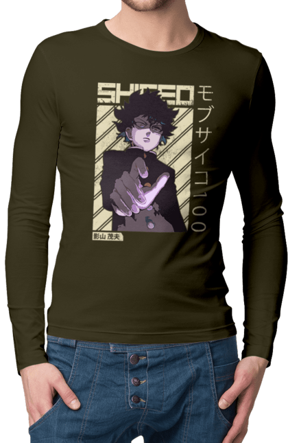 Men's longsleeve with prints Mob Psycho 100. Anime, manga, mob, mob psycho 100, shigeo kageyama. 2070702