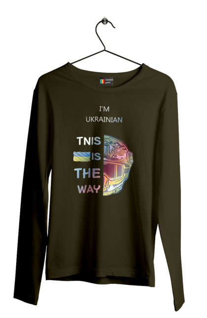 Чоловічий лонгслів з принтом "Я українець це шлях колорфул". Зсу, мандалоріан, символ україни зсу, солдат зсу, україна, українець це шлях, це шлях, я українець. 2070702